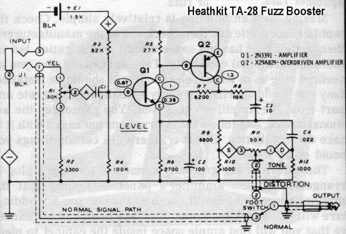 HeathKit TA-28 Distortion Boosterの回路図を眺めてみる